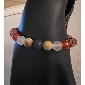 Shakra multi stone bracelet brown beads NWOT